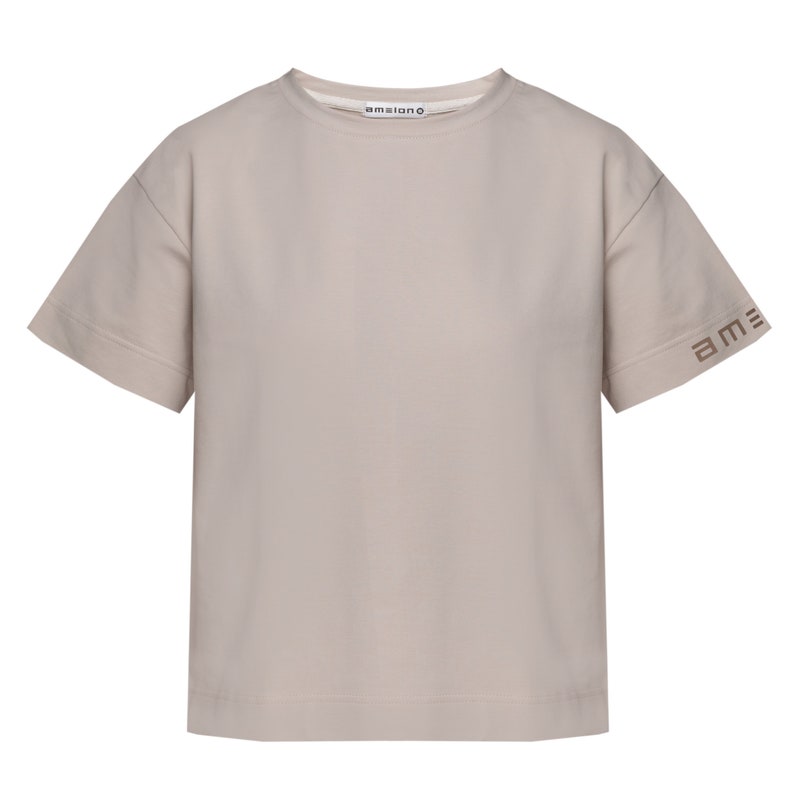 Milky Cotton Blend Women's T-Shirt: Loose Fit Tee