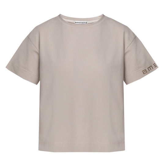 Milky Cotton Blend Women's T-Shirt: Loose Fit Tee